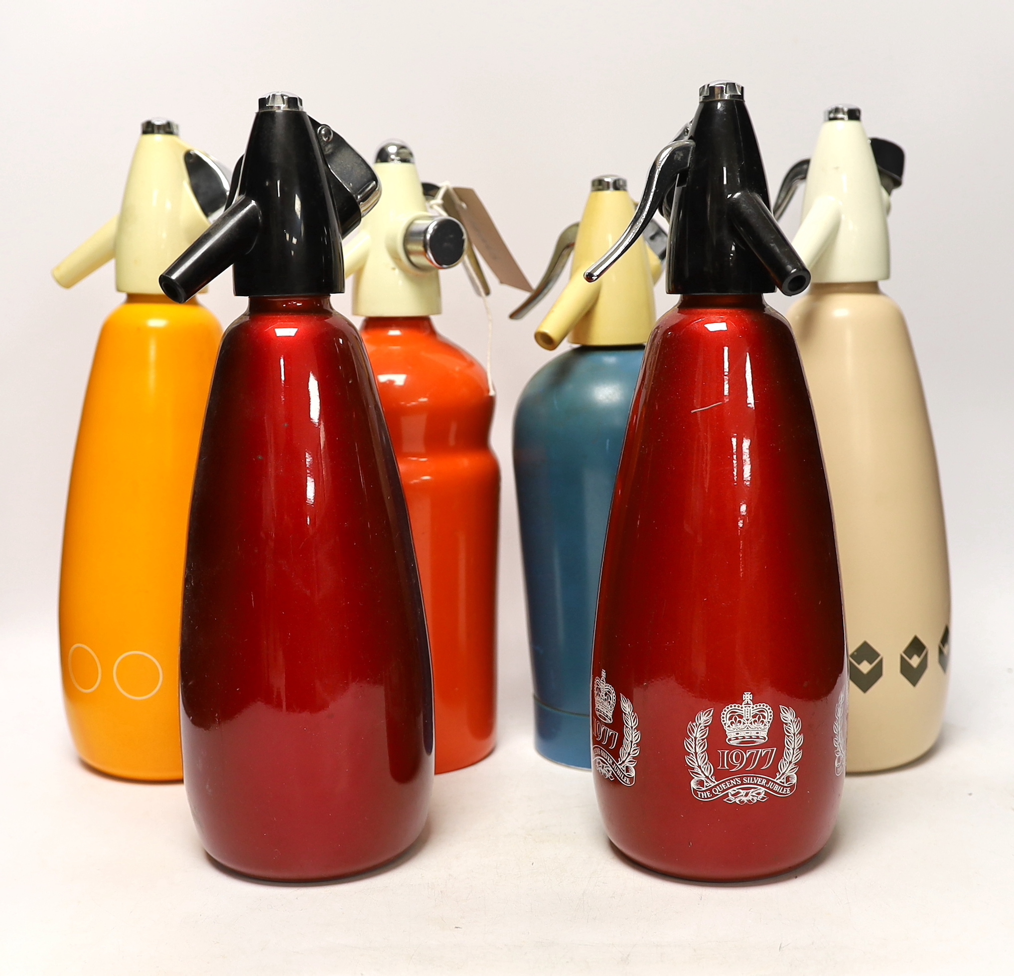 1960s/1970s Sparklets and other soda syphons, and an apple ice bucket (8) tallest 32cm high